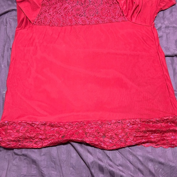 Warehouse one - xxxl- 100% polyester Red Lace Blouse- new or like new - Picture 5 of 9